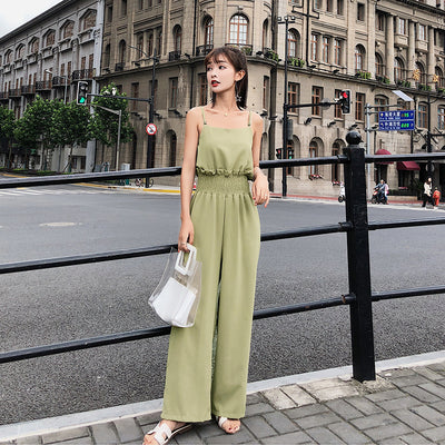 Slim High-Waisted Loose-Fitting Jumpsuit