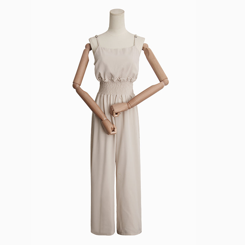 Slim High-Waisted Loose-Fitting Jumpsuit