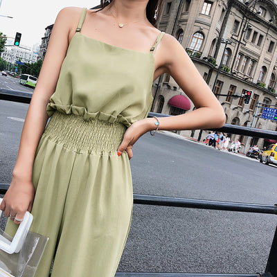 Slim High-Waisted Loose-Fitting Jumpsuit