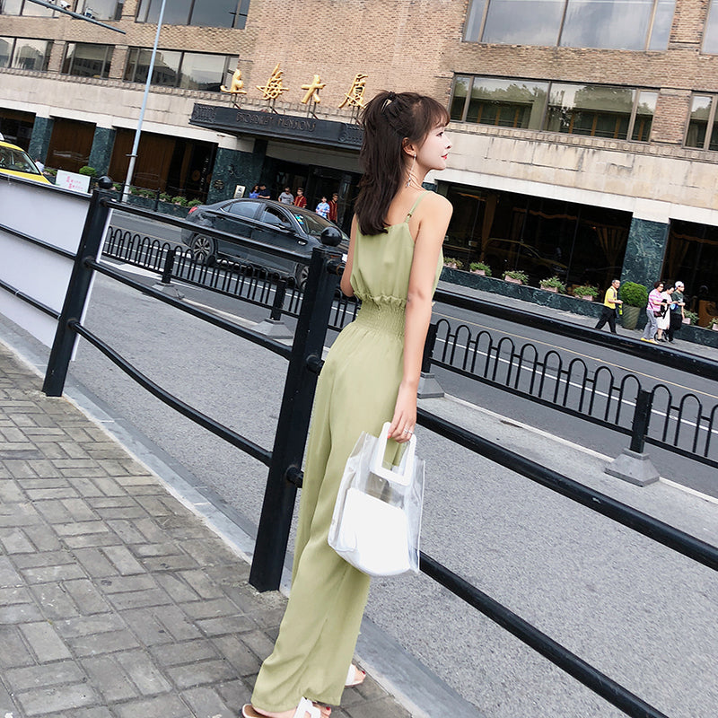 Slim High-Waisted Loose-Fitting Jumpsuit